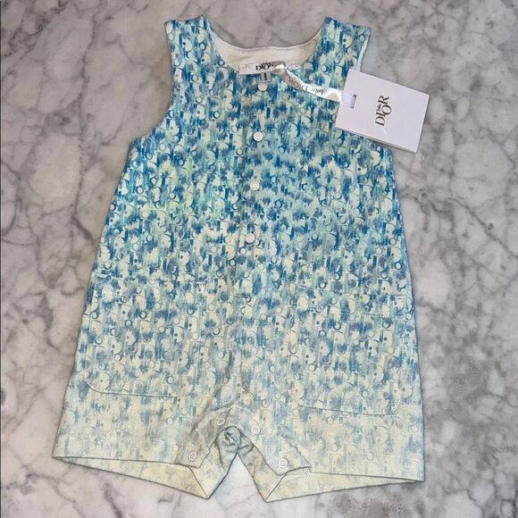 Dior Other - NWT Dior Blue & White Baby Romper 3M